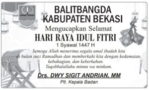 BALITBANGDA KABUPATEN BEKASI MENGUCAPKAN SELAMAT HARI RAYA IDUL FITRI 1 SYAWAL 1447 H