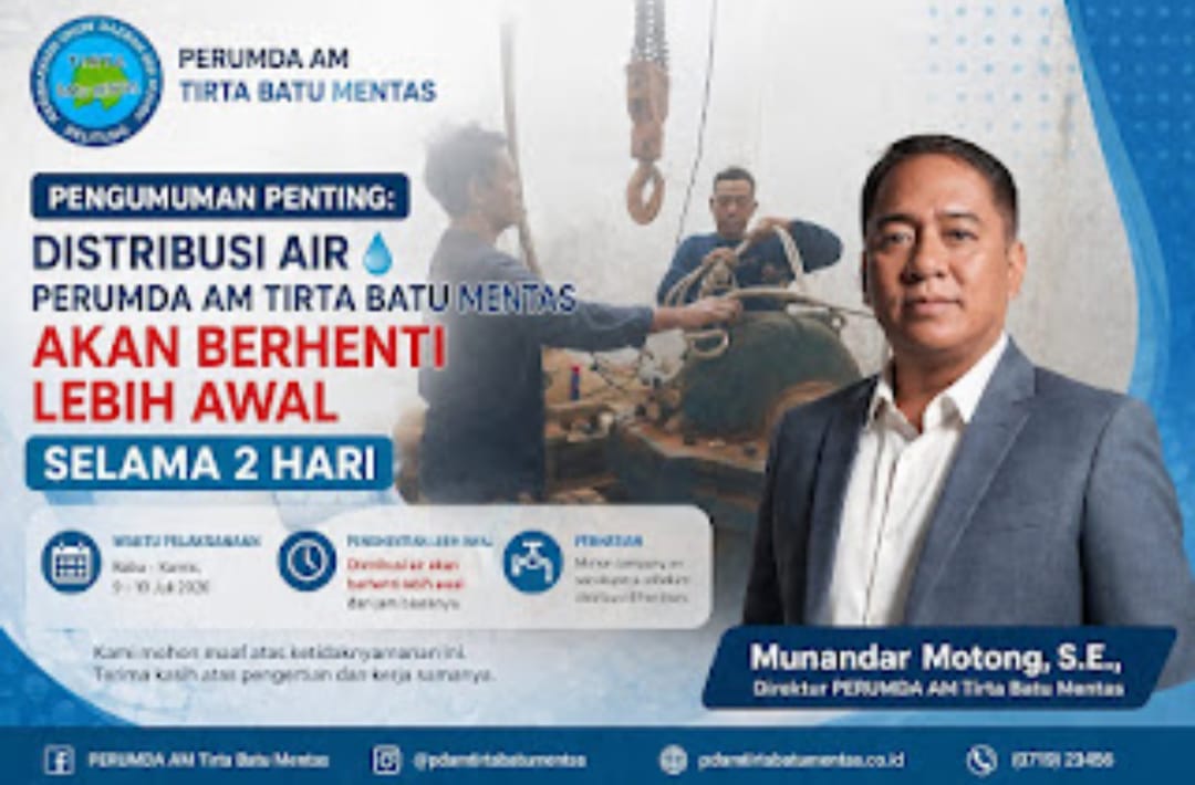 Perawatan Pompa Embung, Distribusi Air PERUMDA Tirta Batu Mentas Berhenti Lebih Awal Selama 2 Hari