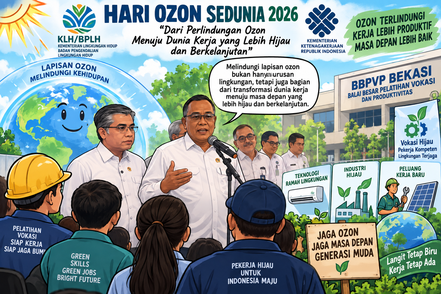 Hari Ozon Sedunia 2026 di Bekasi, Pemerintah Dorong Lahirnya Tenaga Kerja Hijau