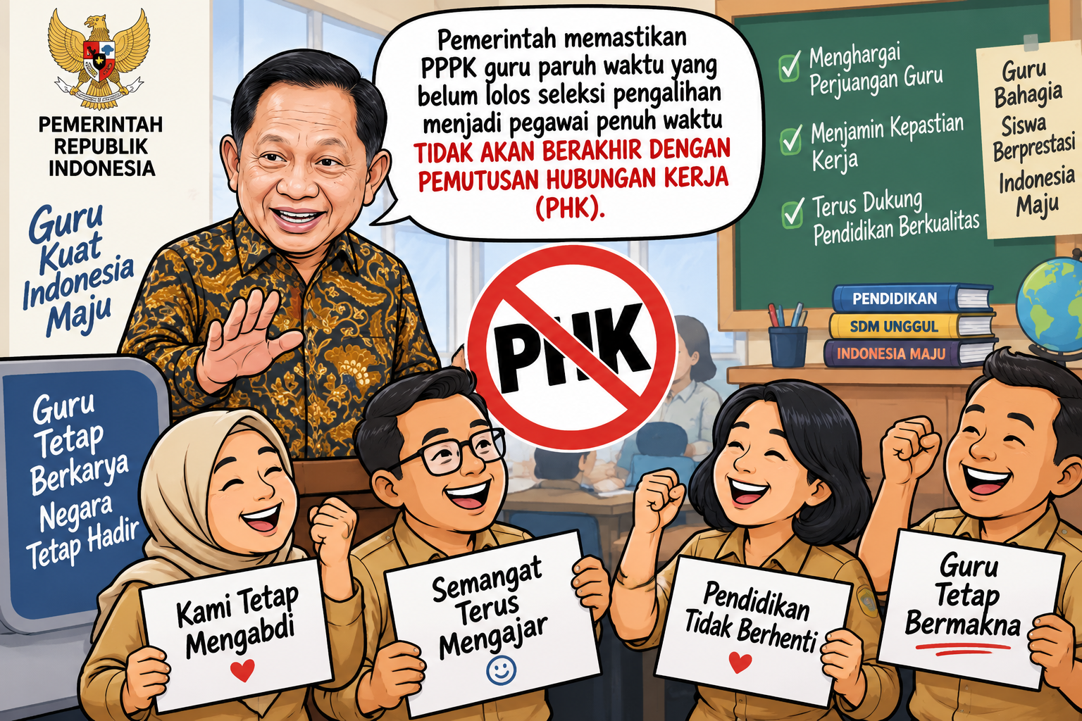 Guru PPPK Paruh Waktu Tak Lolos Seleksi Tak Dipecat, Pemerintah Pastikan Status Tetap Aman