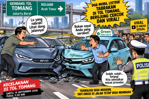 Tabrakan Dua Mobil Listrik di Tol Tomang Berujung Pengemudi Terseret 50 Meter, Polisi Buru Pengemudi BYD