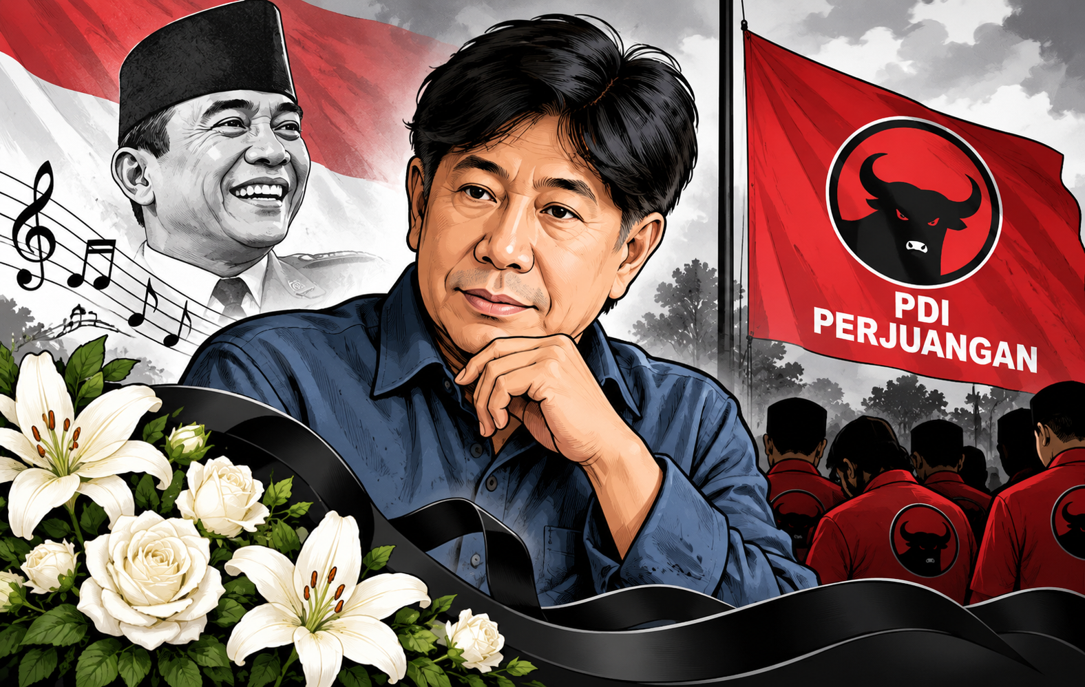 PDI Perjuangan Berduka, Bendera Partai Setengah Tiang 7 Hari untuk Guruh Soekarnoputra