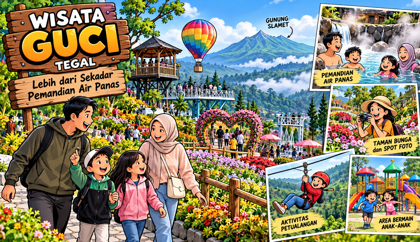 Guci Tegal, Destinasi Keluarga di Lereng Gunung Slamet Yang Tak Pernah Sepi Pesona