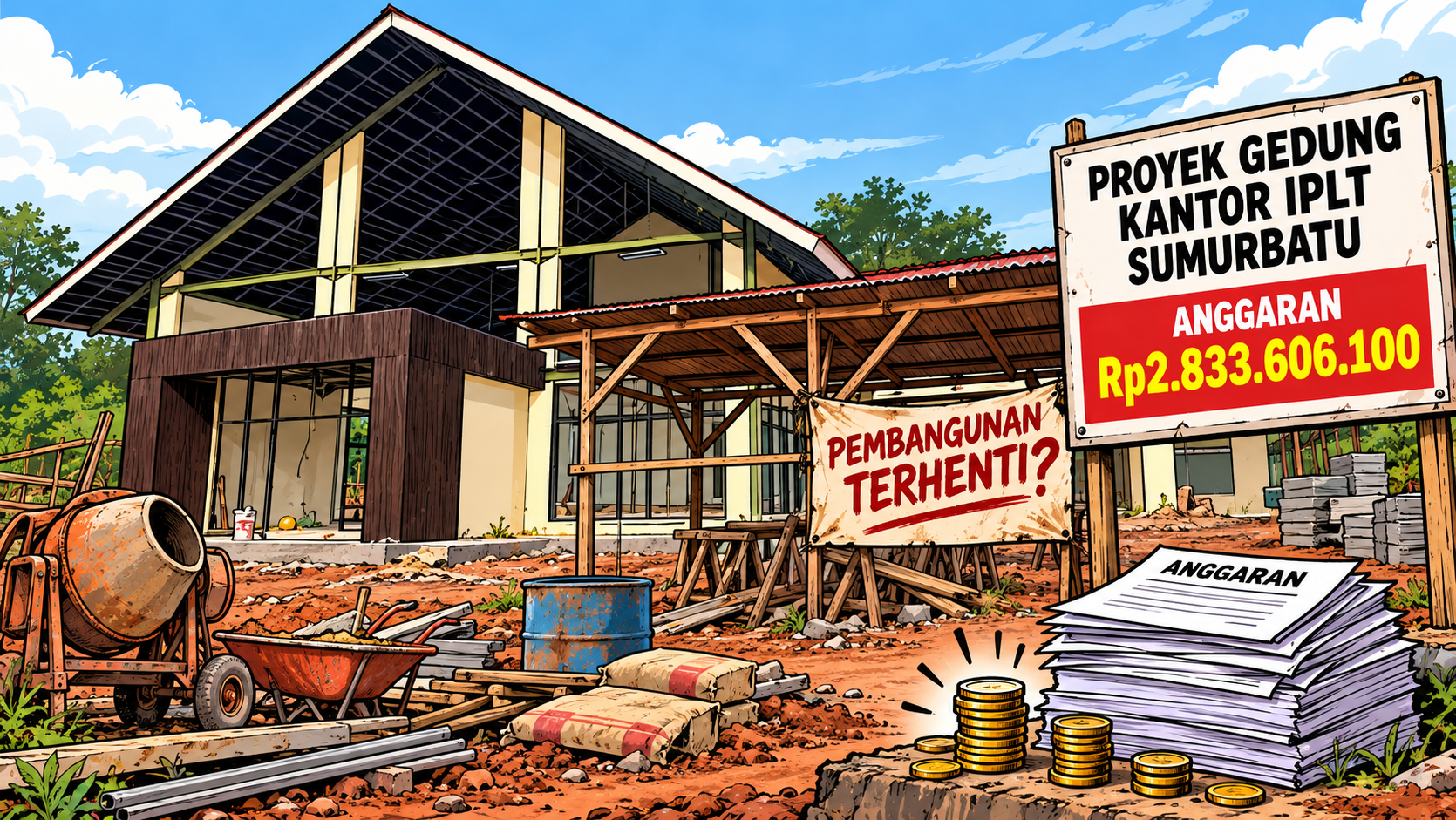 Proyek Gedung IPLT Sumurbatu Terhenti, Anggaran Rp2,83 Miliar Dipertanyakan