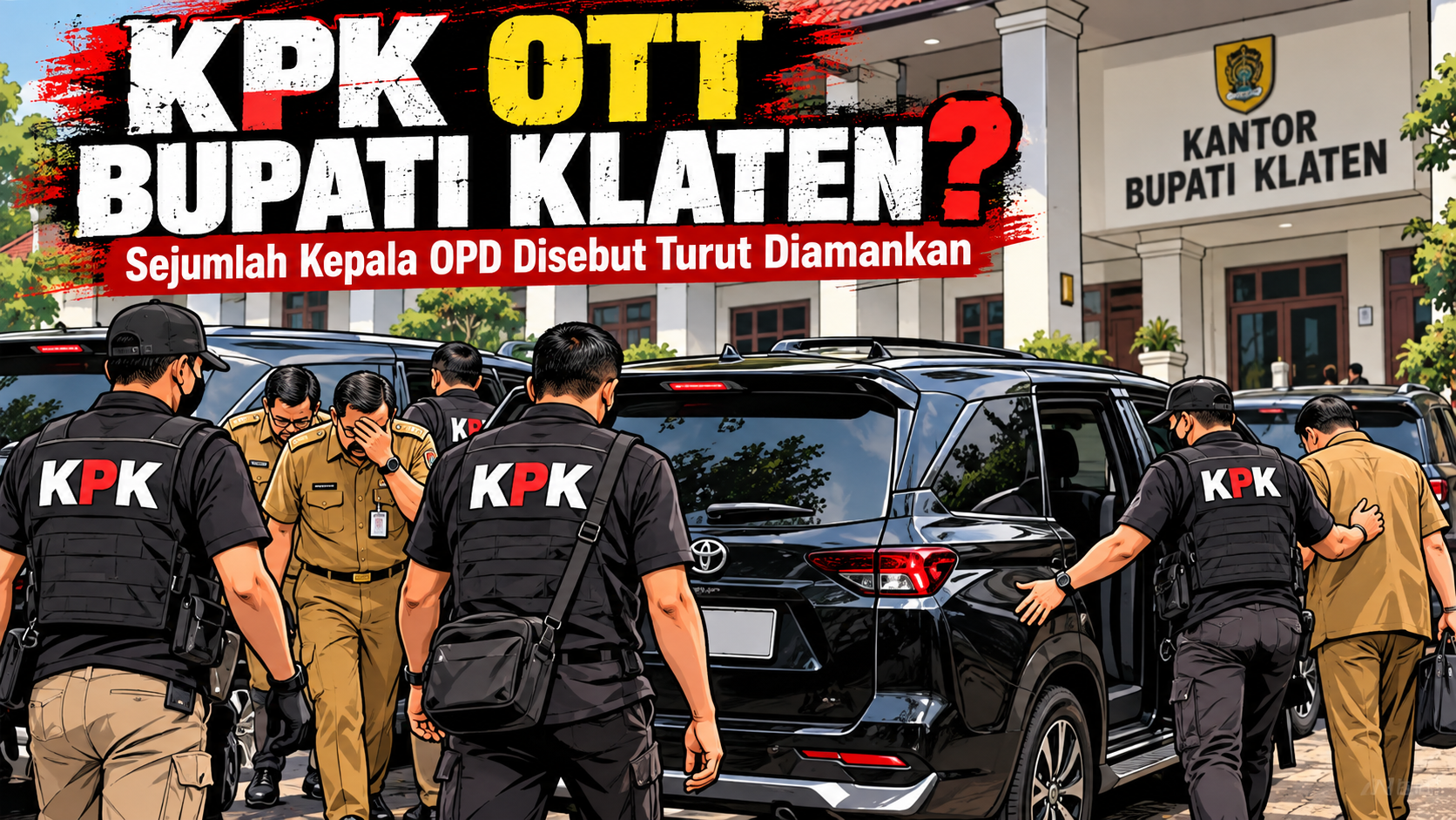 KPK Dikabarkan OTT Bupati Klaten Hamenang Wajar Ismoyo, Sejumlah Kepala OPD Ikut Diperiksa